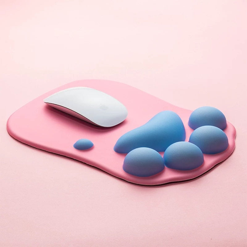 [Australia - AusPower] - Soft Silicone Cat Paw Mouse Pad with Wrist Rest Support Funny Cartoon Wrist Cushion Comfort Protected Computer Mouse Mat Desk Decor for Easy Typing & Pain Relief (10.7x7.9x0.9'') (Pink) Pink 