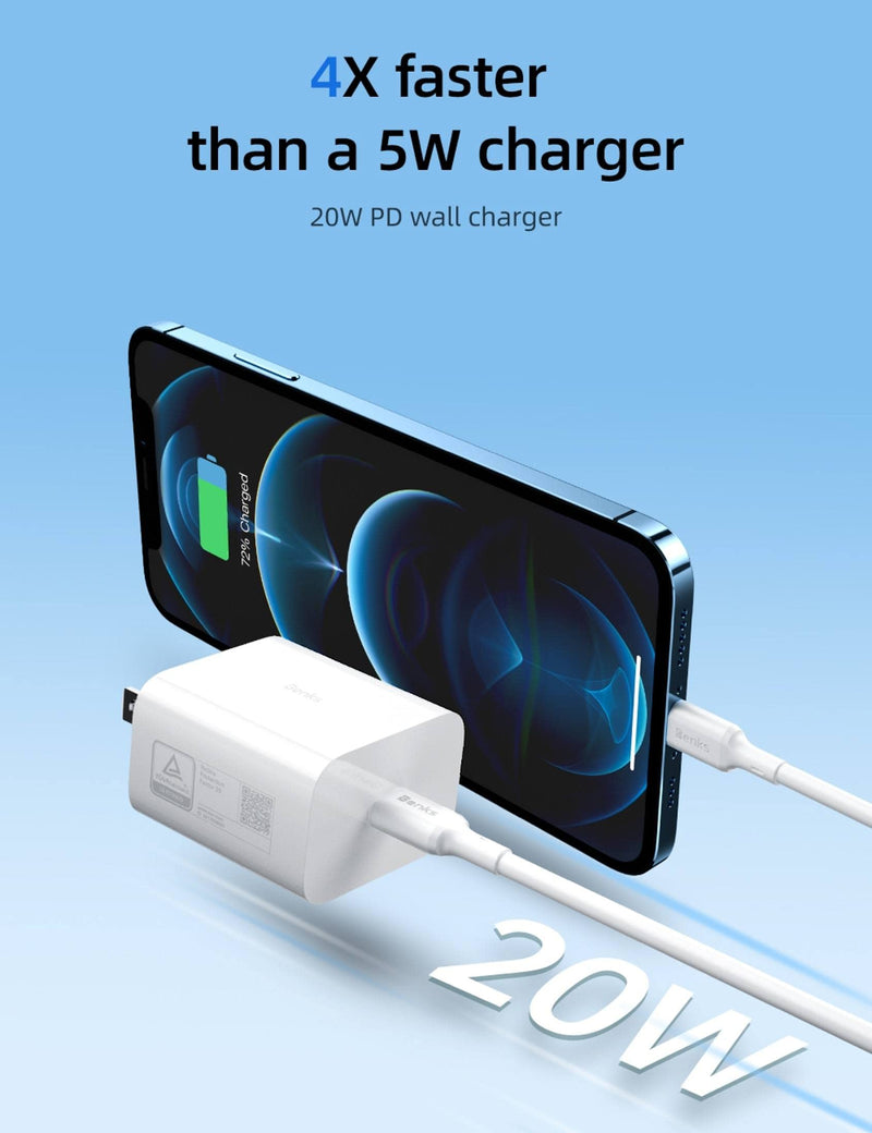 [Australia - AusPower] - Designed for iPhone 13, 20W TÜV USB C PD Power Adapter, Benks Ultra-Safe Type C Wall Charger, Fast Charger Block Compatible with iPhone 12-8, Airpods, Samsung 