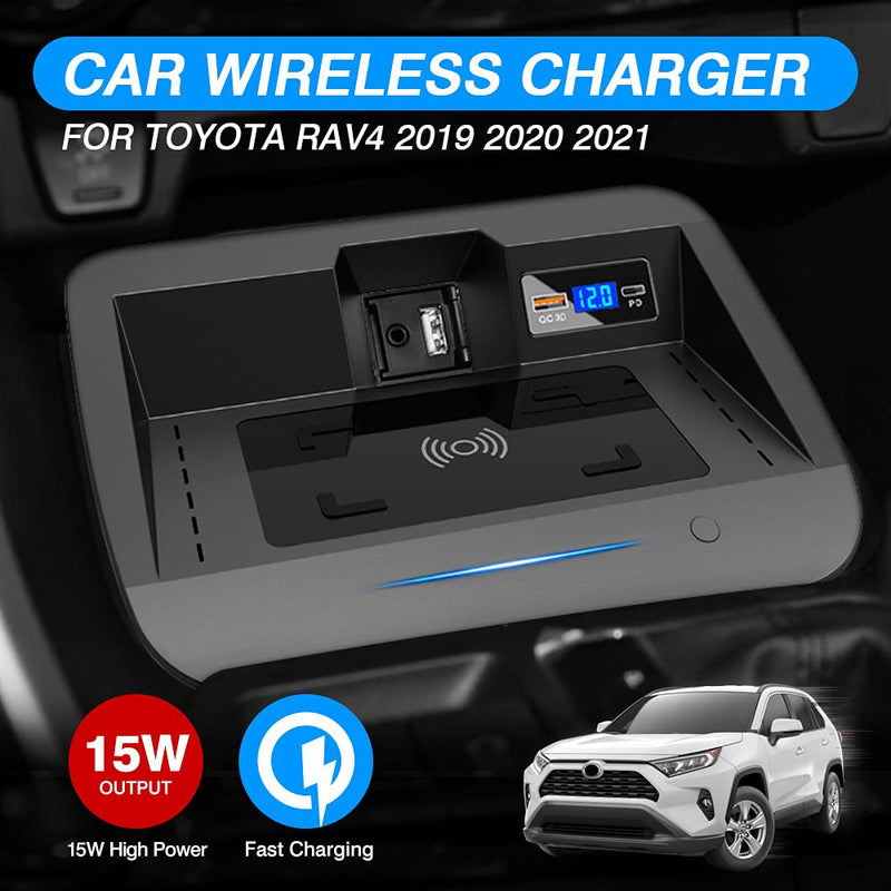 [Australia - AusPower] - Mixsuper 15W Wireless Car Charger Fit for Toyota RAV4 2019 2020 2021 QC3.0 Fast Charging with USB Port 36W QI Wireless Smart Phone Charging Pad 