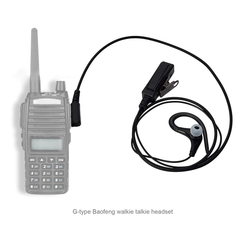 [Australia - AusPower] - 2Pin Headset Earpiece Mic G Shape Inline PPT Compatible with Baofeng UV-5R UV-82 BF-888s Radio Walkie Talkie Wunxun Puxing 