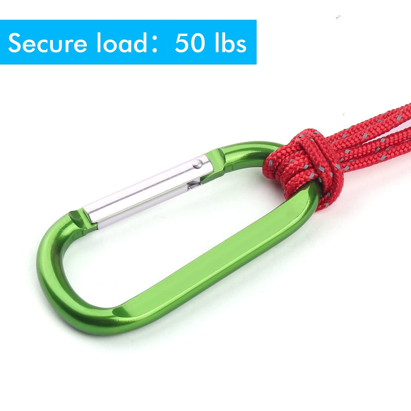 [Australia - AusPower] - 6PCS Carabiner Caribeaner Clip,3" Large Aluminum D Ring Shape Carabeaner with 6PCS Keyring Keychain Hook 2 Blue+2 Purple+2 Green 