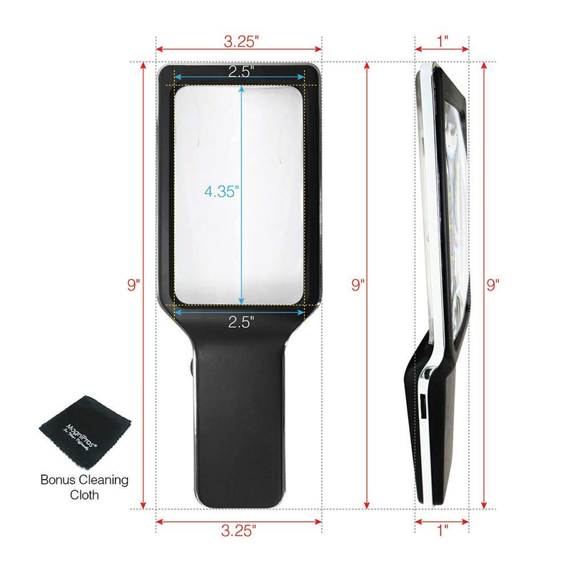 [Australia - AusPower] - [Rechargeable] 4X Magnifying Glass with [10 Anti-Glare & Fully Dimmable LEDs]-Evenly Lit Viewing Area-The Brightest & Best Reading Magnifier for Small Prints, Low Vision Seniors, Macular Degeneration 