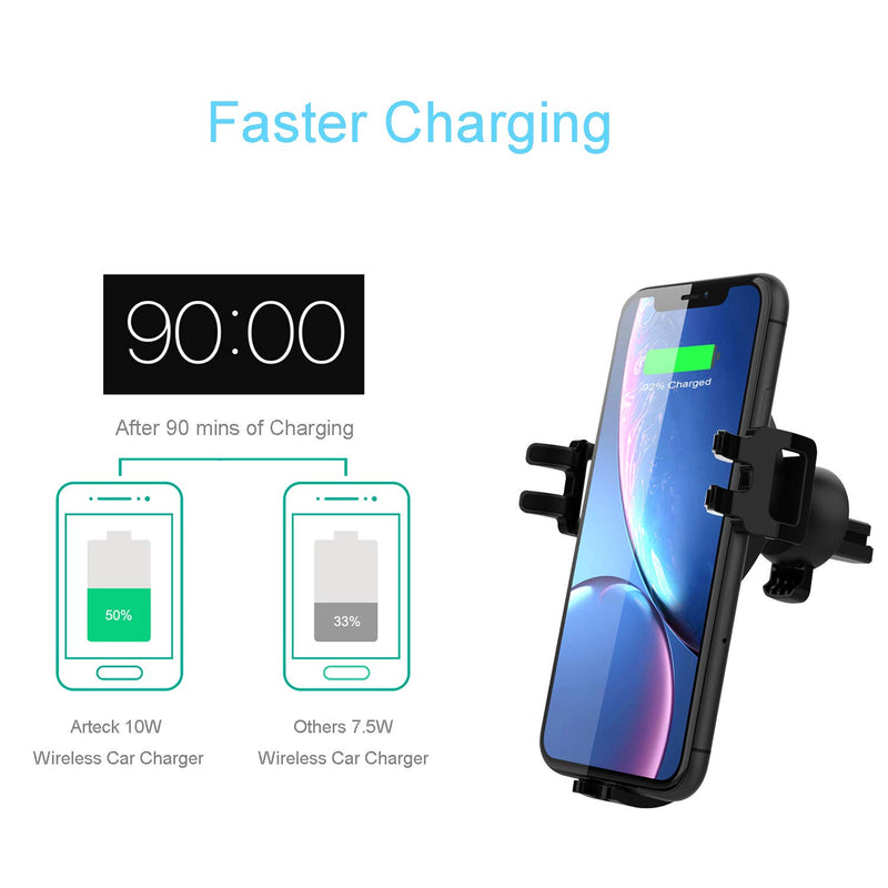 [Australia - AusPower] - Arteck 10W Wireless Car Charger Mount, Air Vent Universal Phone Holder Fast Charging Compatible with iPhone 13/13Pro 12/12Pro 11/11 Pro XR/XS/XS Max/X/8 Samsung Galaxy S Note and Other Cellphone 