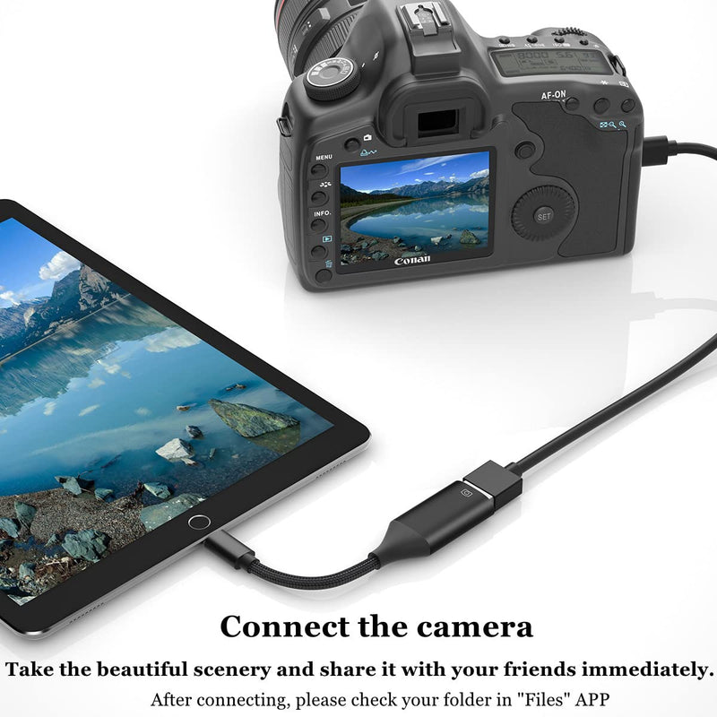 [Australia - AusPower] - IVSHOWCO USB Camera Adapter for iPhone, USB OTG Cable Adapter for iPad Supports USB Flash Drive, Card Reader, Mouse, Keyboard, MIDI... Black 