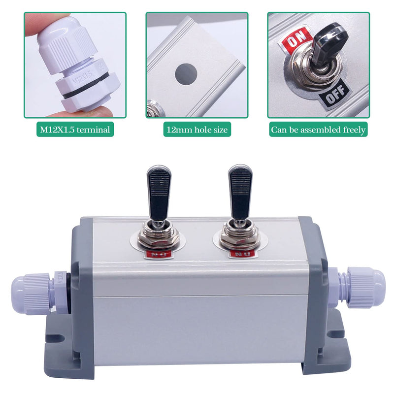 [Australia - AusPower] - Twidec/2 Gang Toggle Switch Box 16A 250V SPST 2 Position 2 Pin ON/Off Rocker Toggle Switch Black PC Wear-Resistant Handle TEN-A-2210BK-BOX-2 
