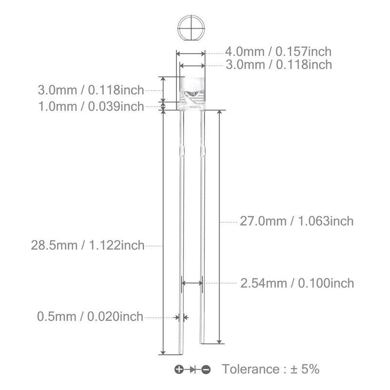 [Australia - AusPower] - Chanzon 100 pcs 3mm White LED Diode Lights (Clear Flat Transparent DC 3V 20mA) Bright Lighting Bulb Lamps Electronics Components Indicator Light Emitting Diodes A) White (100pcs) 