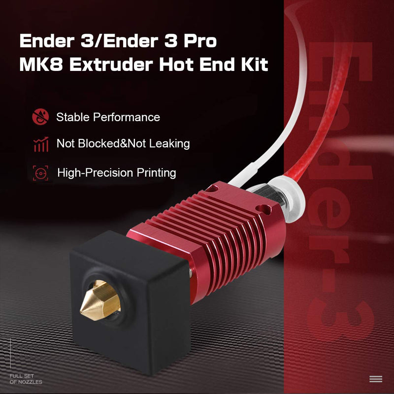 [Australia - AusPower] - Ender 3 Hotend, Authentic Creality Assembled Hotend Kit 3D Printer Parts with 5X 0.4mm Nozzles for Ender 3 Ender 3 V2 and Ender 3 Pro 