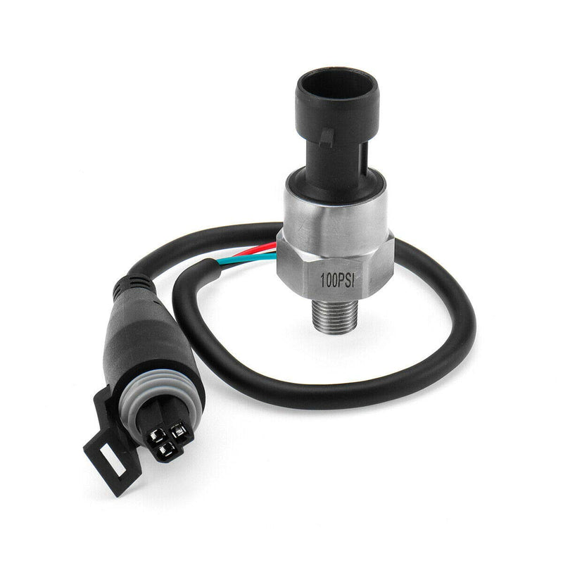 [Australia - AusPower] - 100 PSI Pressure Transducer Sender Sensor with Connector - 1/8 inch 27 NPT Thread Stainless Steel Pressure Sensor for Oil, Fuel, Air, Water 