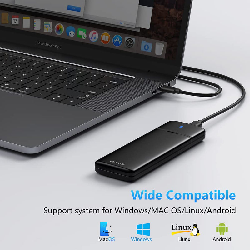 [Australia - AusPower] - M.2 NVME SATA SSD Enclosure Adapter Tool-Free, RTL9210B Chips, USB C 3.1 Gen 2 10Gbps NVME, 6Gbps SATA PCIe M-Key(B+M Key), Support UASP Trim for SSD Size 2230/2242/2260/2280 