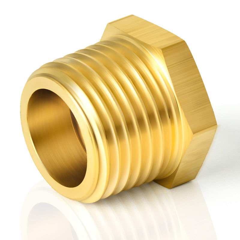 [Australia - AusPower] - TAISHER 2PCS Brass Reducer Hex Bushing Threaded Pipe Fitting 1" NPT Male x 1/2" NPT Female Adapter 1" MNPT x 1/2" FNPT 2 