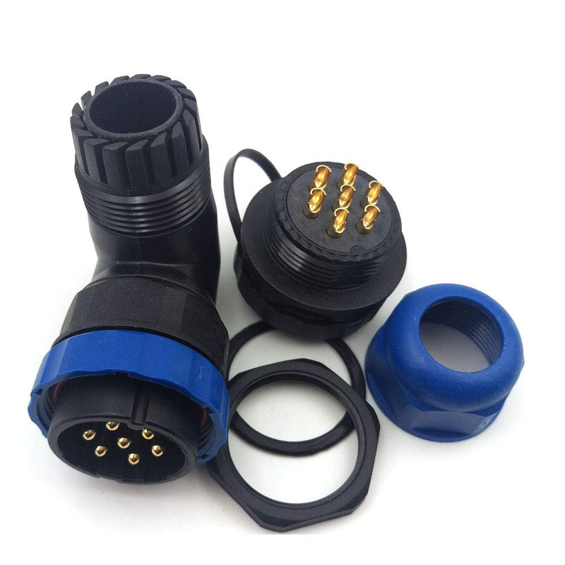 [Australia - AusPower] - SZJELEN SD28 2Pin~26Pin IP67 Flanged Elbow Circular Waterproof Connector Plug and Socket,Electrical Wire Cable Connector (7-Pin) 7-Pin 