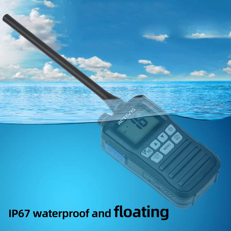 [Australia - AusPower] - Retevis RM01 Handheld Marine Radio,IP67 Waterproof Floating Marine Two-Way Radios,NOAA Weather Alert Ship to Shore,Tri-Watch,Marine Radio for Boats (1 Pack) 