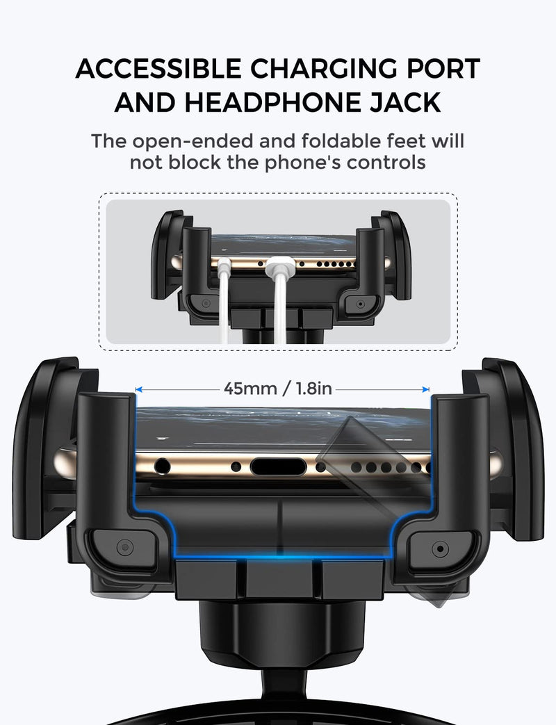 [Australia - AusPower] - Cell Phone Holder for Car, CD Slot Car Phone Mount, One Button Release Easy Installation CD Player Car Phone Holder Mount Compatible with iPhone13 12 Mini 11 Pro XR XS MAX Galaxy S20 S20+ S10 S9 S8 Black-1pcs 