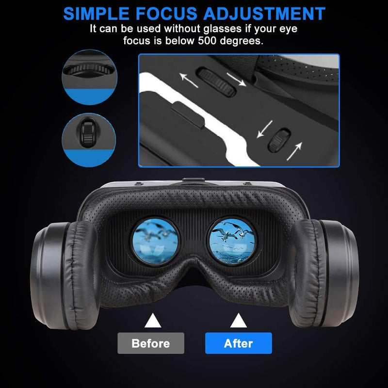[Australia - AusPower] - Pansonite VR Headset with Remote Control, 3D Glasses Virtual Reality Headset for VR Games & 3D Movies, Eye Care System for iPhone and Android Smartphones 