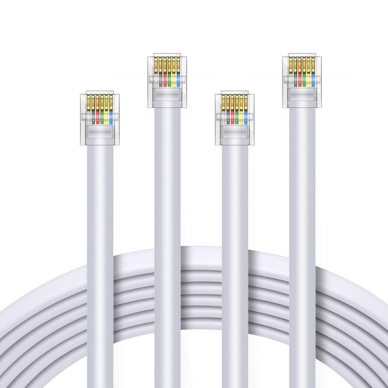 [Australia - AusPower] - LanSenSu RJ12 Cable Phone Cord RJ12 6P6C Male to Male Straight Wired for Both Data and Voice Use White - 6.6Feet 2 Pack 