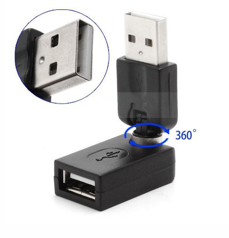 [Australia - AusPower] - CERRXIAN Rotating and Swivel Twist USB 2.0 Type A Male to Type A Female 360 Degree Rotation Adjustable Right Angle Extension Adapter Convertor (2-Pack,AM-FM) 