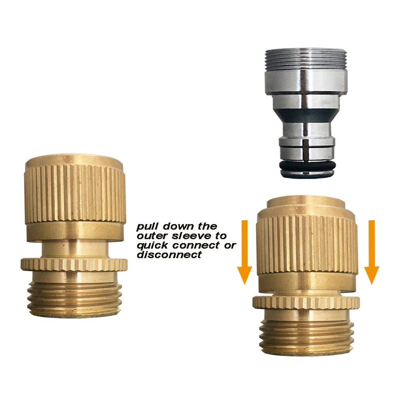 [Australia - AusPower] - bathroom Sink Faucet snap adapter quick connect to garden hose, kitchen faucet aratored quick snap connector to 3/4 inch GHT female for washer, indoor sink quick-fit attachment 