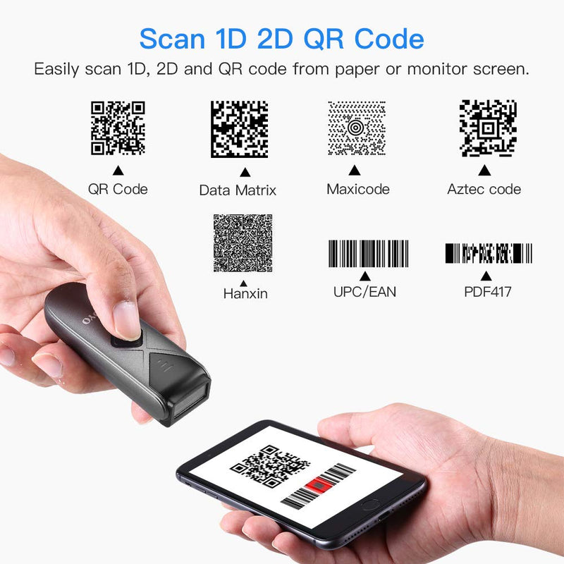 [Australia - AusPower] - Eyoyo Mini 2D QR 1D Bluetooth Barcode Scanner, Portable Wireless Barcode Reader with USB Wired/Bluetooth/ 2.4G Wireless Connection PDF417 Data Matrix Image Scanner for iPad, iPhone, Android, Tablet PC Mini 2D Bluetooth Barcode Scanner 