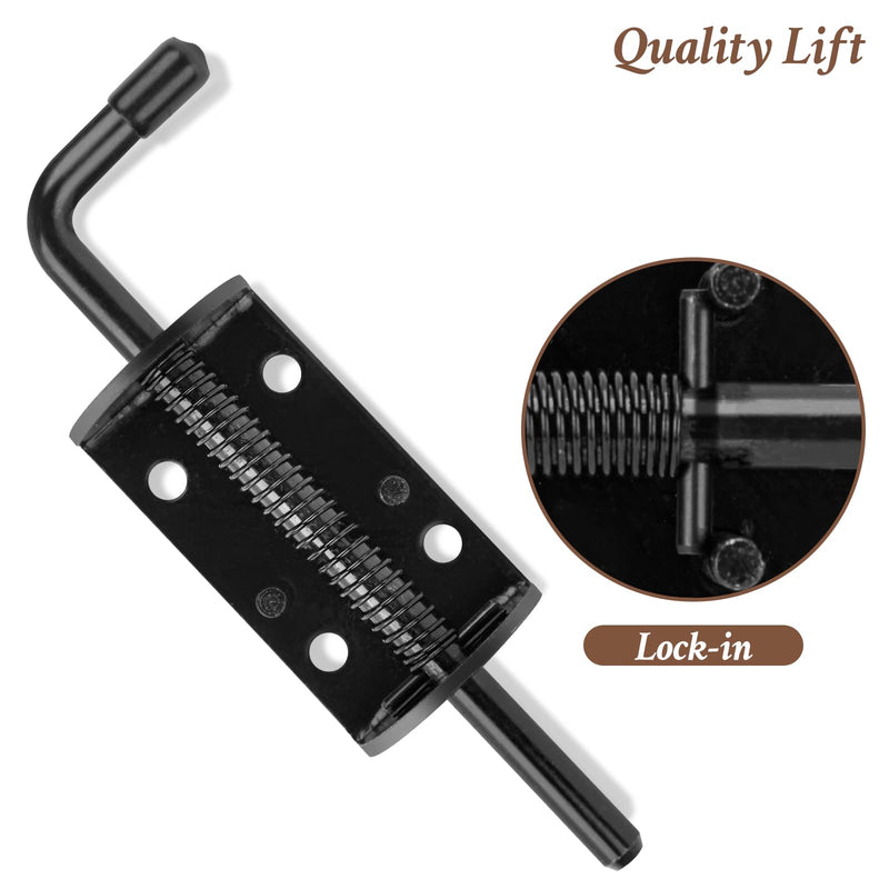 [Australia - AusPower] - Quality Life Spring Loaded Gate Latch Pin Barrel Bolt 6in Durable Solid Steel for Shed Doors Wood Metal Gate Black - 2pcs 