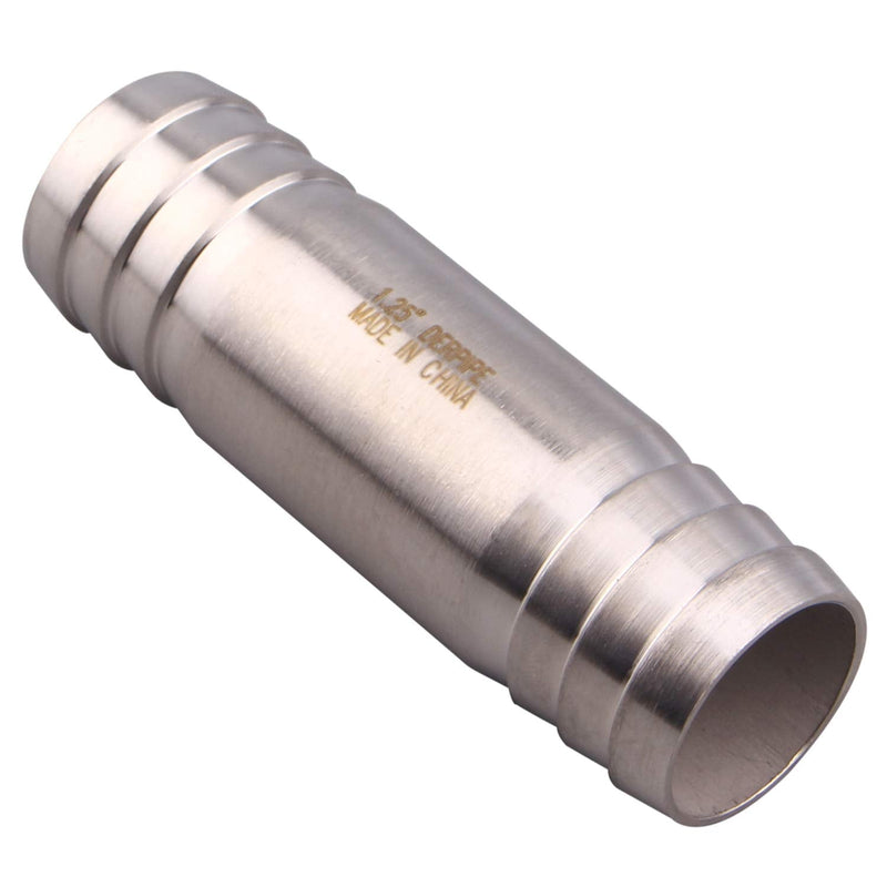 [Australia - AusPower] - DERPIPE Stainless Steel 1-1/4" Hose Barb, Straight Splice Extend tubing Fitting, Union Coupling Fitting 1.25 Inch 