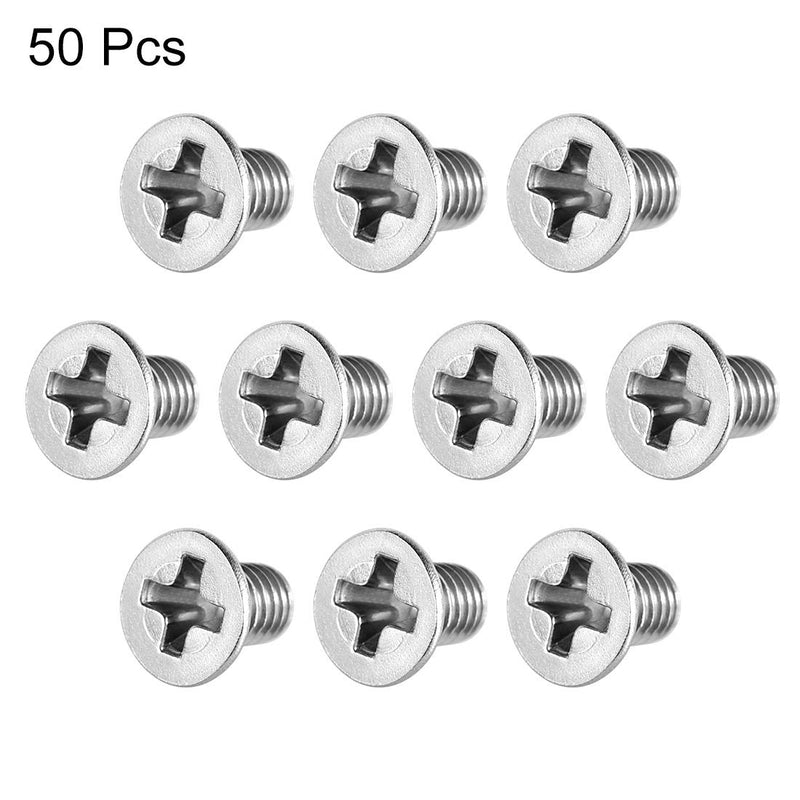 [Australia - AusPower] - uxcell M3x5mm Flat Head Machine Screws, Phillips Cross Screw, 304 Stainless Steel, Fasteners Bolts 50Pcs 