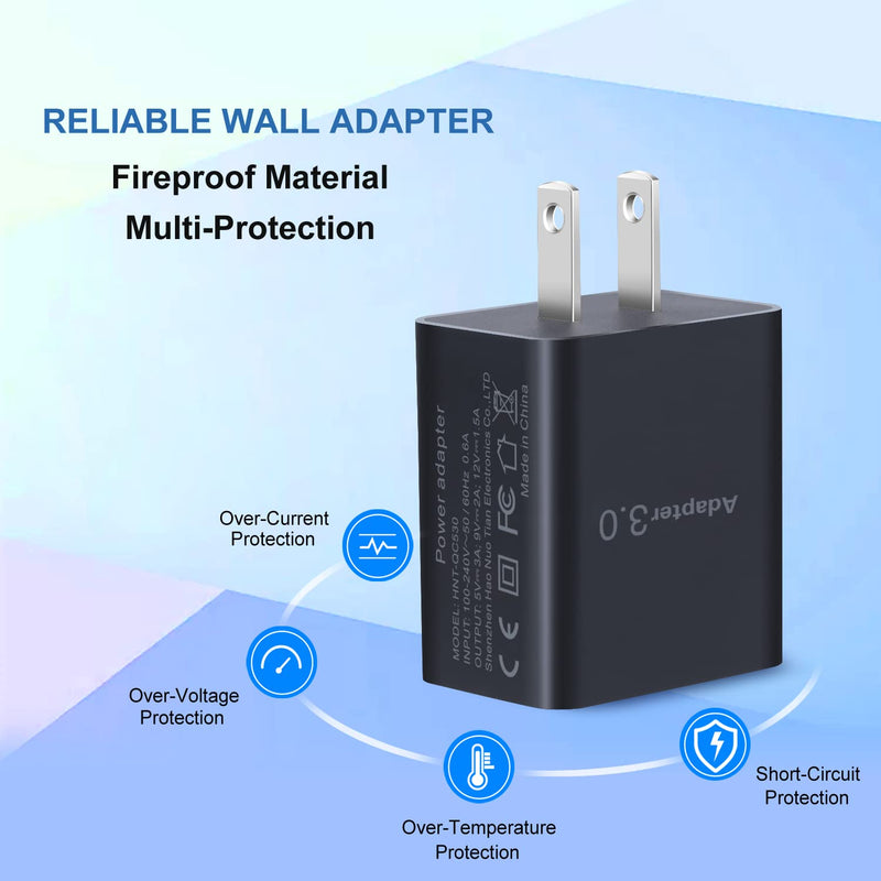 [Australia - AusPower] - Quick Charger 3.0 Wall Charger, OKRAY 2-Pack 18W QC Fast Charging 3.0 USB Charger Power Adapter Wall Plug Compatible iPhone/iPad, Samsung Galaxy S10/S9/S8, Note 9/8, 10W Wireless Charger, HTC - Black 