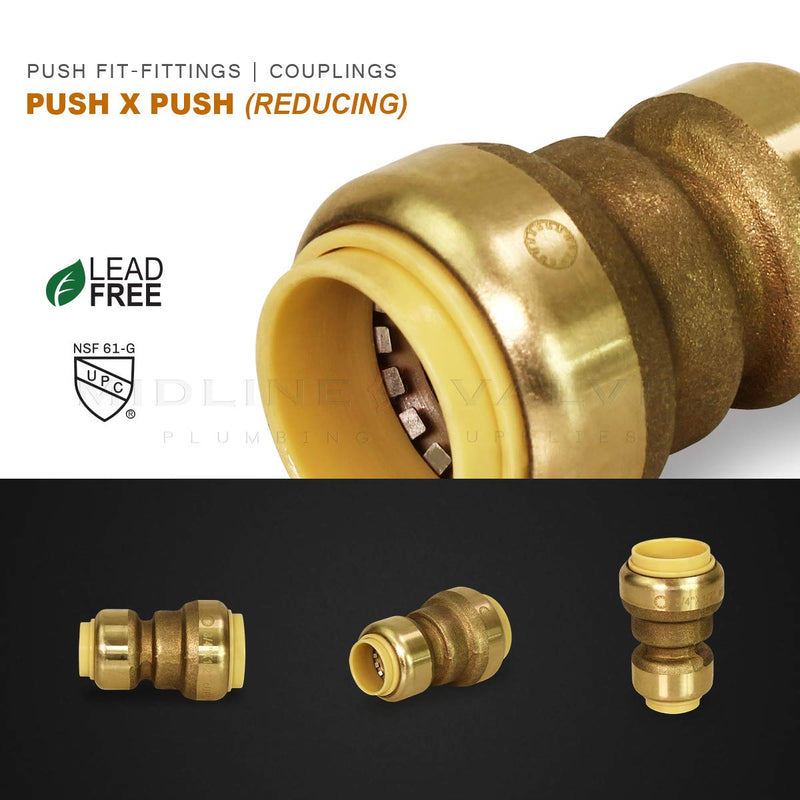 [Australia - AusPower] - Everflow Supplies Pushlock UPSC134 1 Inch x 3/4 Inch Long Push X Push Coupling for Push-Fit Fitting, Made w/Lead Free DZR Forged Brass, Connects PEX, CPVC & Copper, Pre-Lubricated Quick Installation 1 x 3/4 
