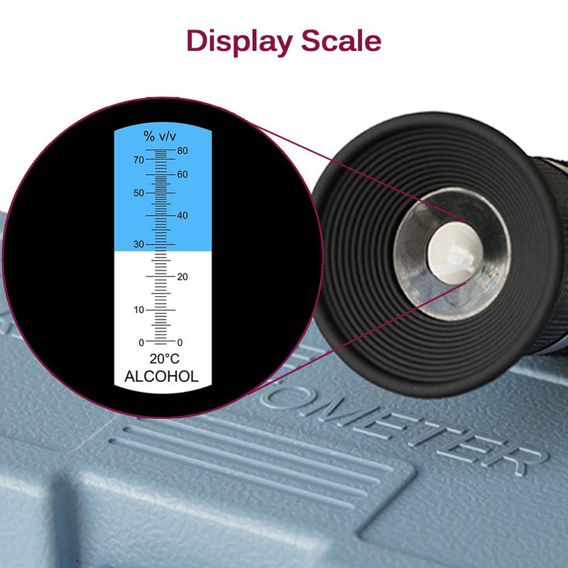 [Australia - AusPower] - Alcohol Refractometer for Spirit Alcohol Volume Percent Measurement with Automatic Temperature Compensation (ATC), Range 0-80% v/v. 