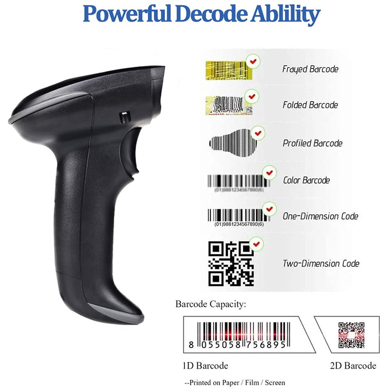 [Australia - AusPower] - 1D 2D Wired Bar Code Scanners Readers for Computers, UNIDEEPLY USB Cable Barcode Handheld, Scanning Label QR PDF417 UPC EAN Data Matrix Reader Gun Retails Precise Scan for Screen Payment Store, Black 