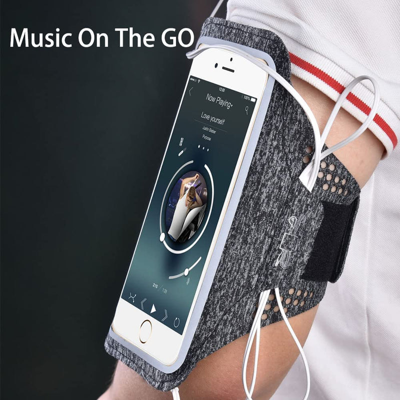 [Australia - AusPower] - Cell Phone Armband for Running, iPhone & Galaxy Cell Phone Sports Arm Bands for Women, Men, Runners, Jogging, Walking, Exercise & Gym Workout. Fits All Smartphones. Adjustable Strap & Key Pocket Gray 