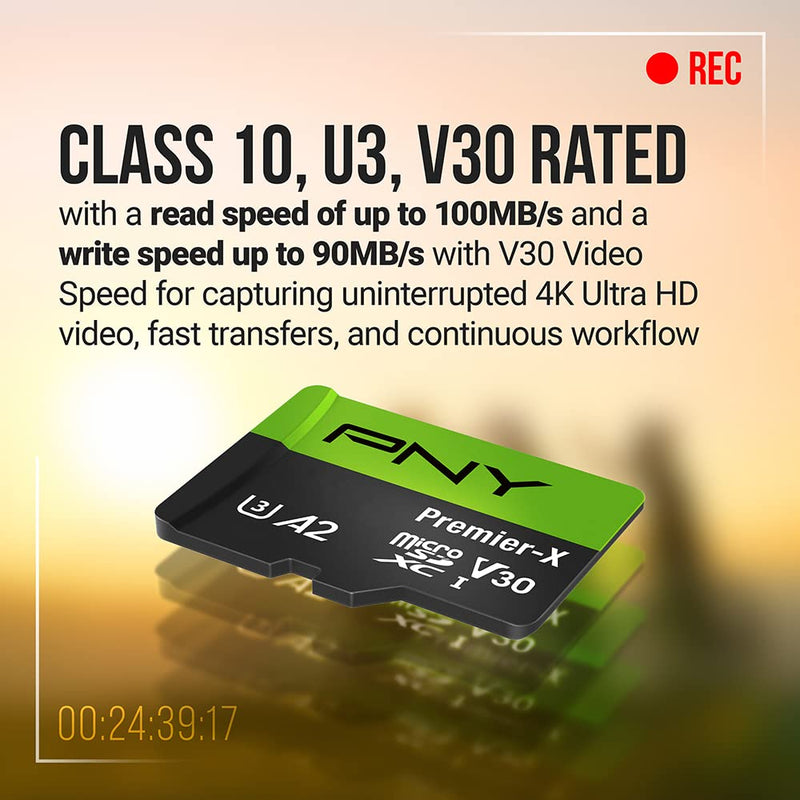 [Australia - AusPower] - PNY 512GB Premier-X Class 10 U3 V30 microSDXC Flash Memory Card 