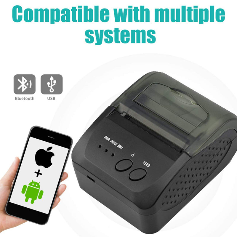 [Australia - AusPower] - 58MM Portable Bluetooth Mobile Printer Thermal Receipt Printer Mini POS Printer for Mobile Phone Pocket High Printer Speed for Supermarket and Restaurant and Retail (Printer) 