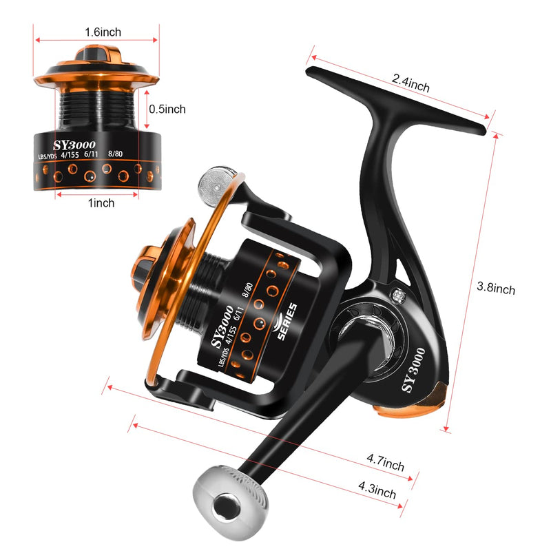 [Australia - AusPower] - QINGLER Spinning Fishing Reel, Ultra Smooth Powerful Fishing Reel, 12 +1 BB Light Weight, Size 3000 