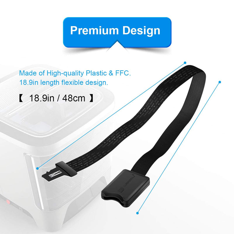 [Australia - AusPower] - LANMU Micro SD to SD Card Extension Cable Adapter Flexible Extender Compatible with Ender 3 Pro/Ender 3/Ender 3 V2/Ender 5 Plus/Ender 5 Pro/CR-10S Pro/Anet A8 /Raspberry Pi (18.9in/48cm) Black 
