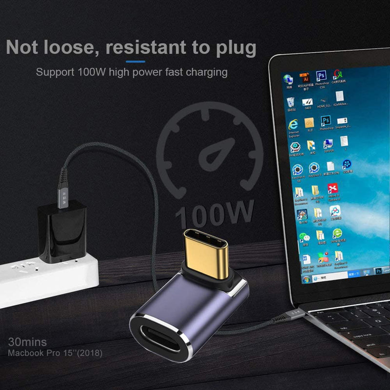 [Australia - AusPower] - NFHK 40Gbps USB4 Type C Male to Female 90 Degree Up Down Angled 100W Power Data 8K Video Adapter for Laptop Phone Up Angled Male to Female 