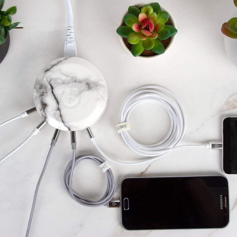 [Australia - AusPower] - ChargeHub X7 Signature, 7-Port USB Charger Desktop Charging Station - SmartSpeed Technology for iPhone X/8/7/6 Plus, iPad, Galaxy S9/S8/S7, Nexus, LG & Other Devices (Marble) Marble 