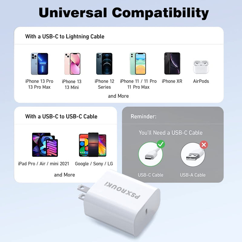 [Australia - AusPower] - 30W USB C Charger for MacBook Air 13 inch, PSXROUKI Fast Charger USB C Block with 30W USB-C Power Adapter for Mac Book Air M1 2020 2019 2018,iPhone 13 12 Pro Max,iPad Pro,Galaxy S21,Pixel 6 