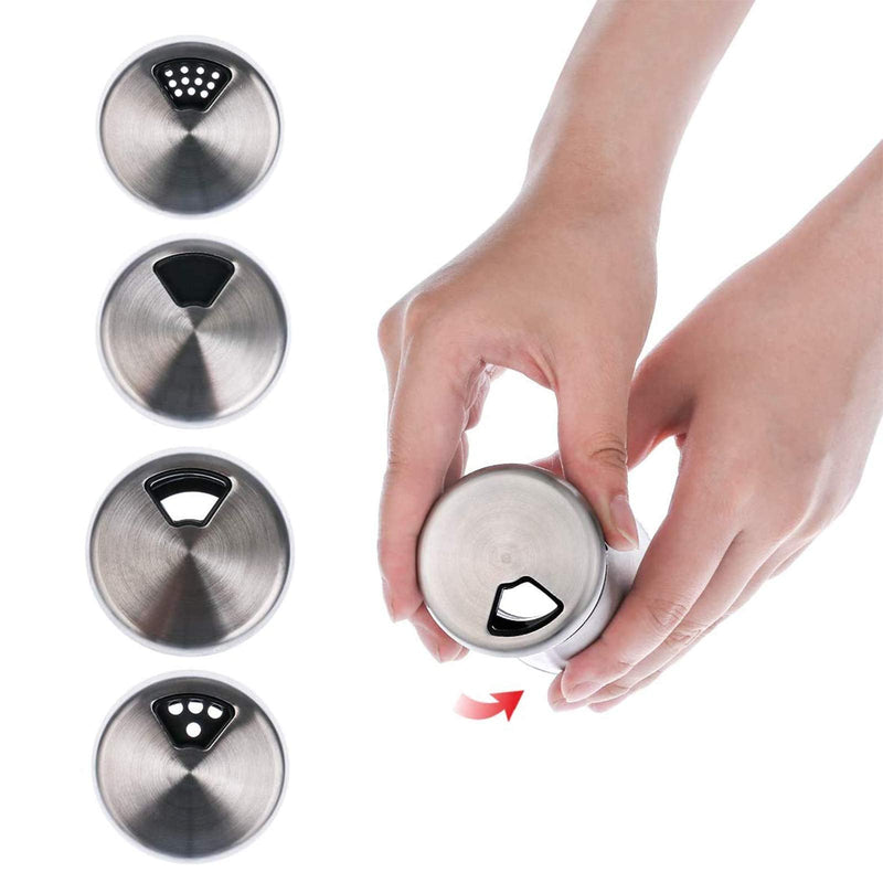 [Australia - AusPower] - VSILE 2 Packs Salt and Pepper Shaker Set, Adjustable Pour Holes Refillable Manual Glass Body Stainles Steel Funnel Mill Seasoning Shaker with Lids for Spices and Sea Salts Fresh Ground Pepper 