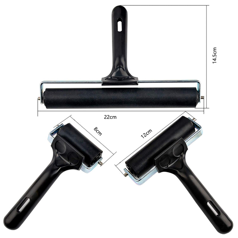 [Australia - AusPower] - 3 Packs Printmaking Brayer - Brayer Rollers for Crafting, Vinyl Hard Rubber Roller Brayers, Cricut Roller for Gluing, Printing, Inking and Stamping(Black) Balck 