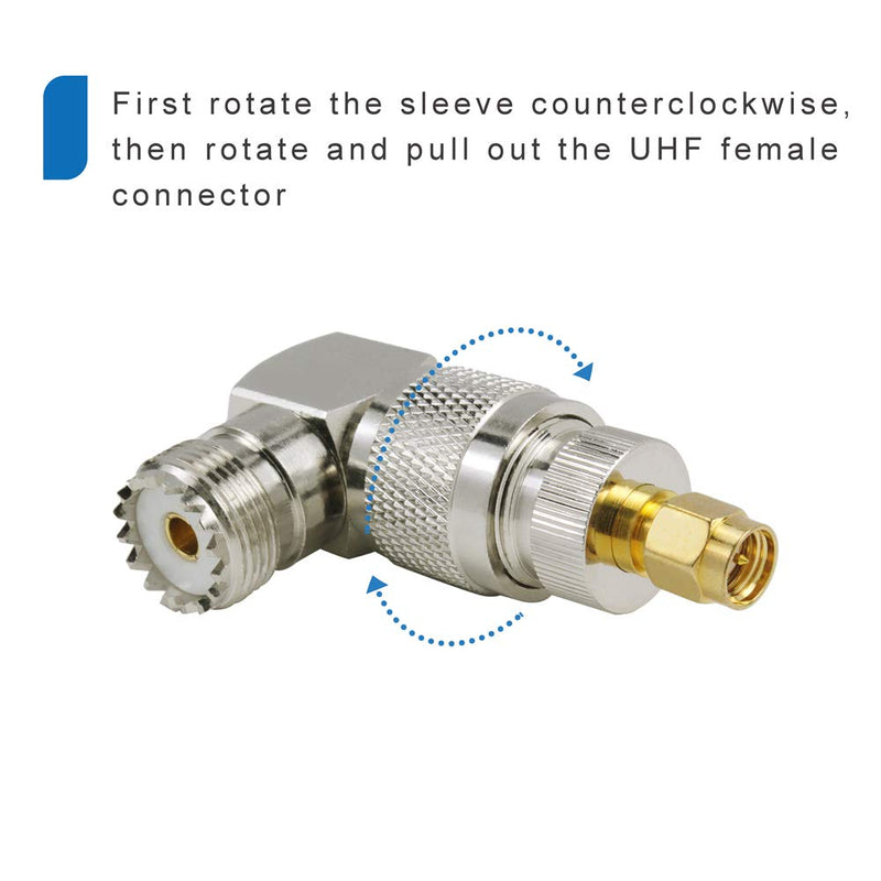 [Australia - AusPower] - UHF Male PL-259 to UHF Female SO-239 L Shape Right Angle 90 Degree RF Coax Coaxial Adapter Connector（Pack of 4） Eifagur 