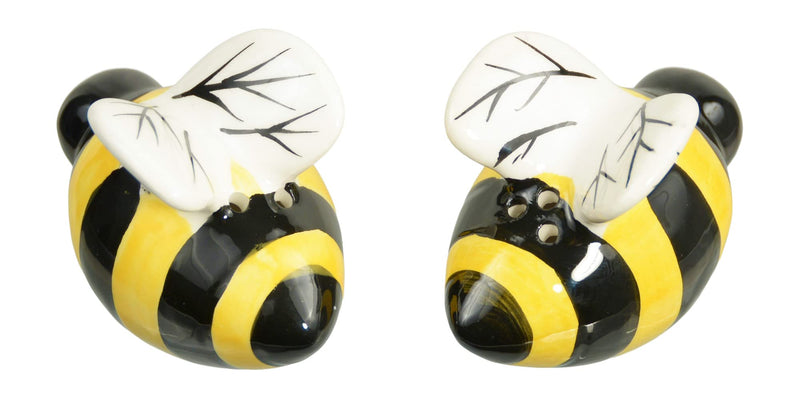 [Australia - AusPower] - Bumble Bee Salt and Pepper Shaker Set of 2 in Ceramic with Gloss Finish of Black, Yellow and White 
