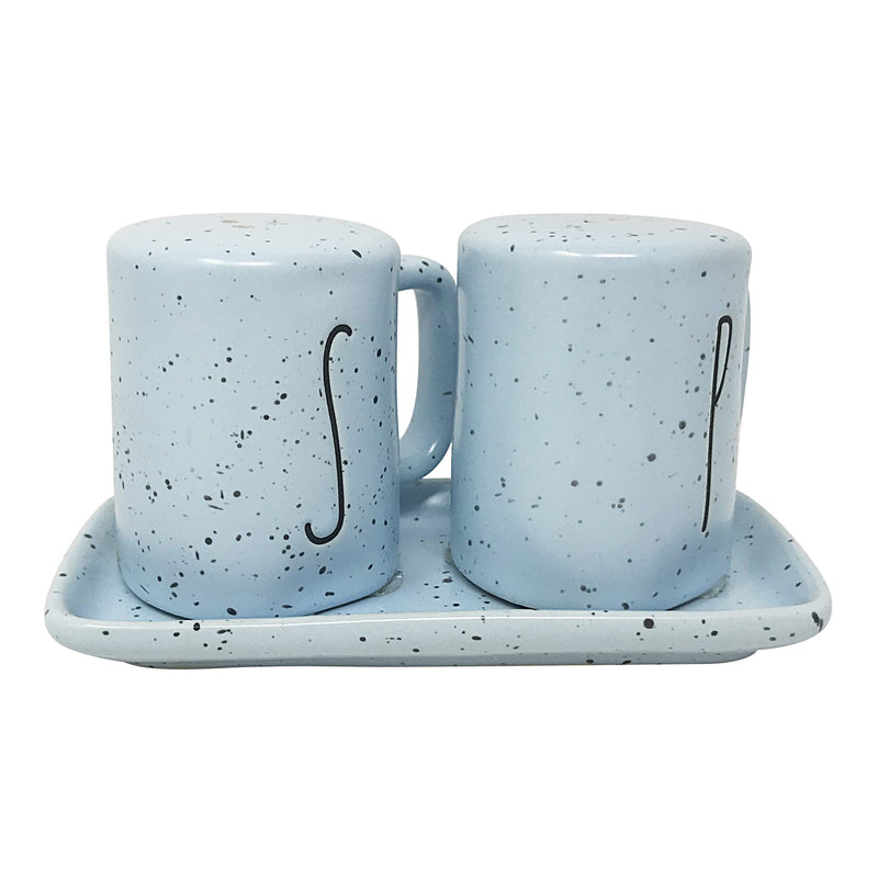 [Australia - AusPower] - Rae Dunn Ceramic Speckled Easter Salt & Pepper Shaker Set (Blue Speckled) Blue Speckled 