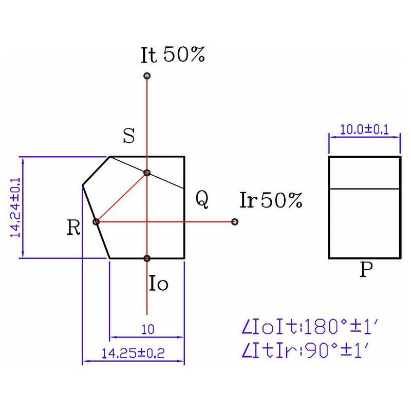 [Australia - AusPower] - Prism-Quarton Beam Splitter Penta Prism (1'),1PCS 