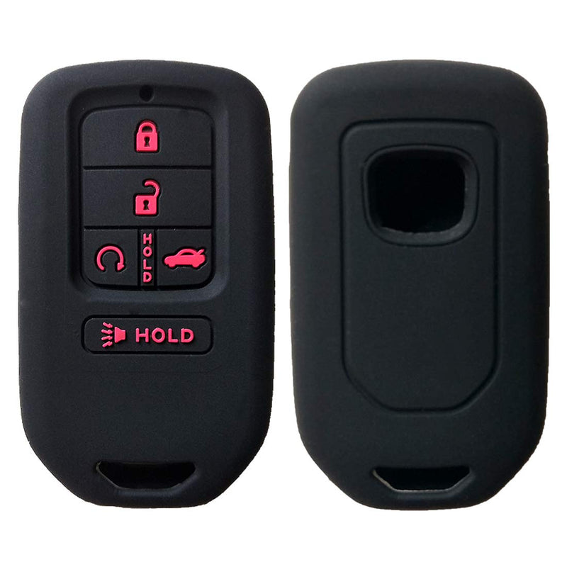 [Australia - AusPower] - Keyless4U 2Pcs Silicone Key Fob Full Case Cover Protector Remote Skin for A2C81642600 2015 2016 2017 2018 2019 Honda Accord Civic CR-V CRV Pilot EX-L Touring Premium 5 Buttons smart key black body red icon 