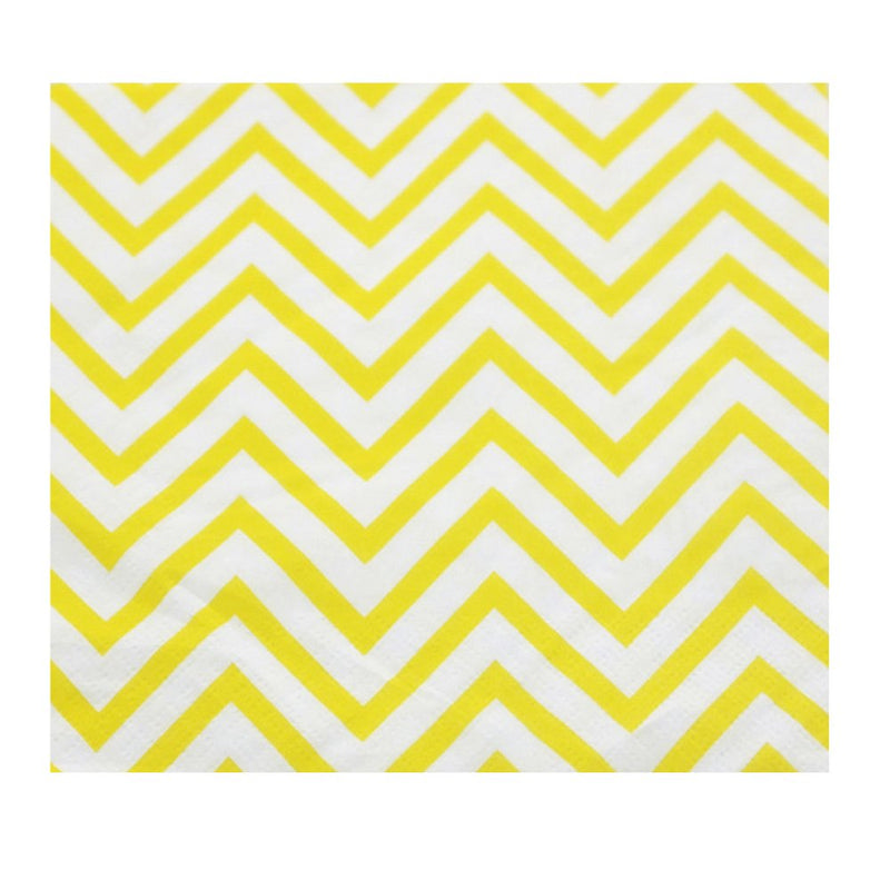 [Australia - AusPower] - Youmewell Disposable Striped Chevron Polka Dot Yellow Paper Luncheon Party Napkins 60 Count 13"x13" Small 
