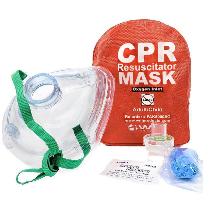 [Australia - AusPower] - WNL Products CPR Rescue Mask, Adult/Child Pocket Resuscitator, Soft Case Kit with Belt Clip 5 Pack 