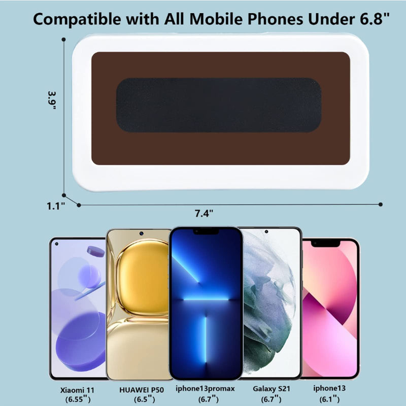 [Australia - AusPower] - Shower Phone Holder Waterproof Anti-Fog Touch Screen Wall Mount Phone Holder for Shower Bathroom Mirror Bathtub (White) White 