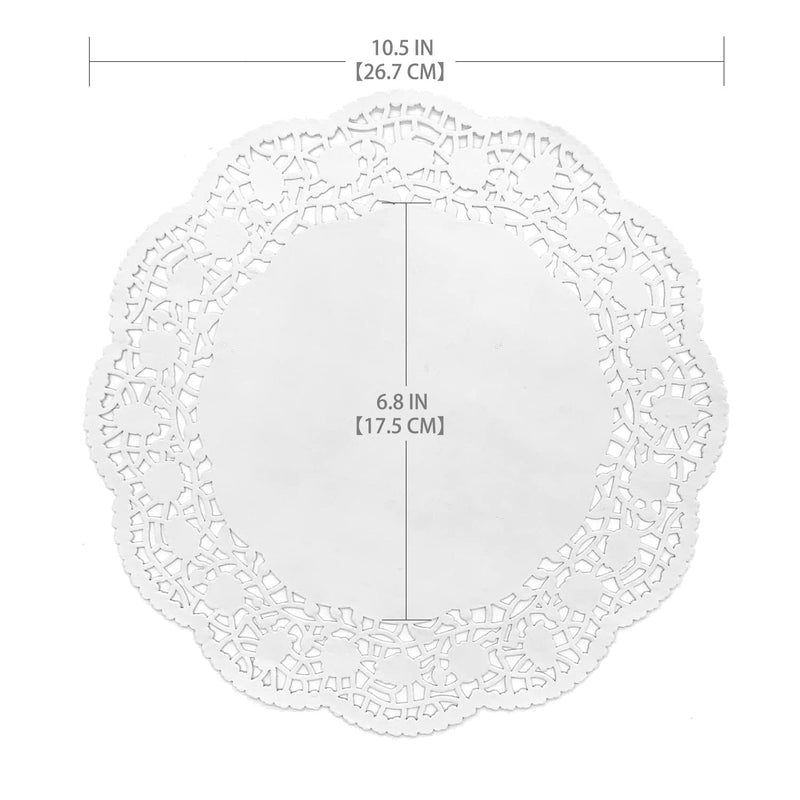 [Australia - AusPower] - 5MLGgoods White Paper Doilies 3 assorted sizes, 150 Pack 3 Sizes Lace Round, (6.5", 8.5", 10.5", 50 Pack Per Size) 6.5", 8.5", 10.5" 