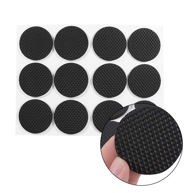 [Australia - AusPower] - 12Pcs Black Protective Rubber Pads Self Adhesive Floor Protectors Anti Scratch Furniture Sofa Table Chair Rubber Feet Pad Round 