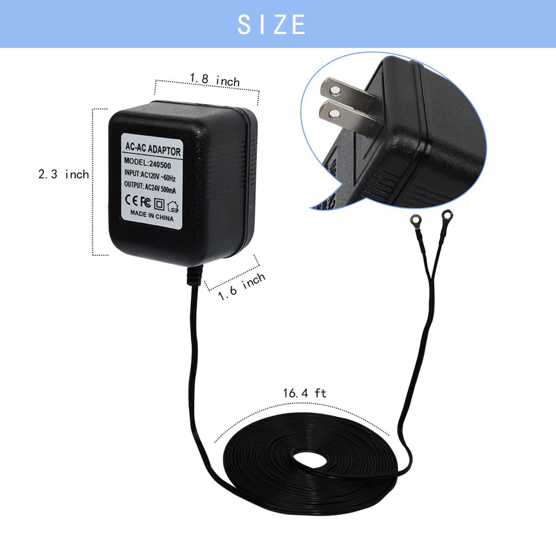 [Australia - AusPower] - VVHOOY 24V Transformer Doorbell Power Adapter Compatible with Blink, Google Nest,Wyze,Eufy Video Doorbells, C Wire Adapter 16.4ft/5m Extension Cable Doorbell Power Adapter Doorbell Supply Cord 